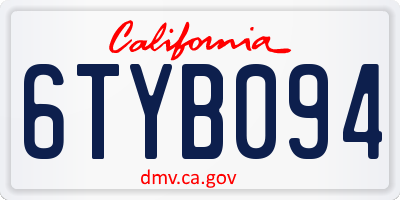 CA license plate 6TYB094