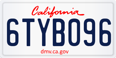 CA license plate 6TYB096