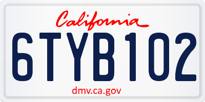 CA license plate 6TYB102