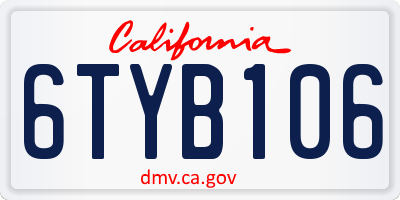 CA license plate 6TYB106