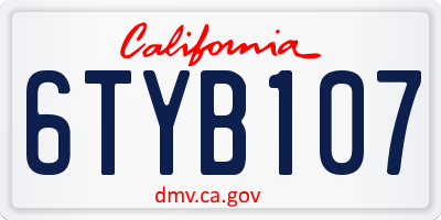 CA license plate 6TYB107