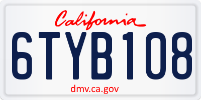CA license plate 6TYB108
