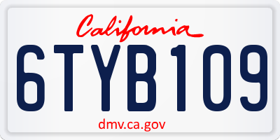 CA license plate 6TYB109