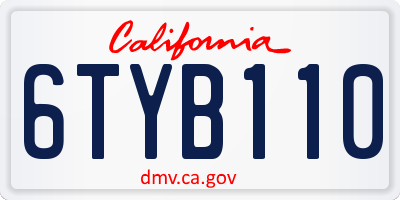 CA license plate 6TYB110