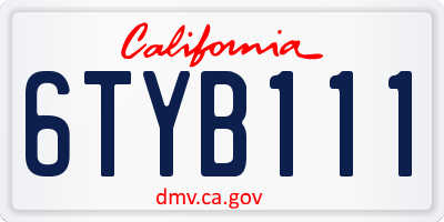 CA license plate 6TYB111
