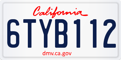 CA license plate 6TYB112