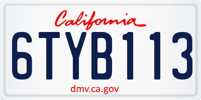 CA license plate 6TYB113
