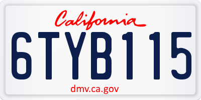 CA license plate 6TYB115