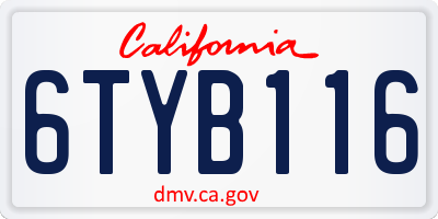 CA license plate 6TYB116
