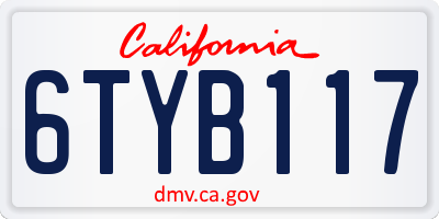 CA license plate 6TYB117