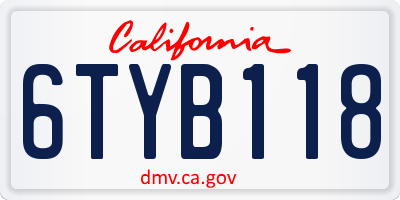 CA license plate 6TYB118