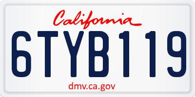 CA license plate 6TYB119