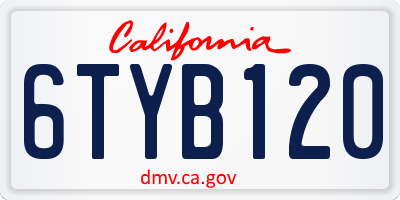 CA license plate 6TYB120