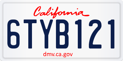 CA license plate 6TYB121