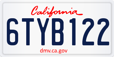 CA license plate 6TYB122