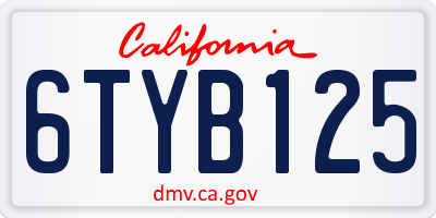 CA license plate 6TYB125
