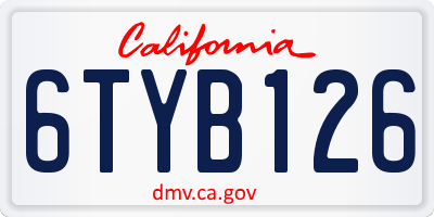 CA license plate 6TYB126