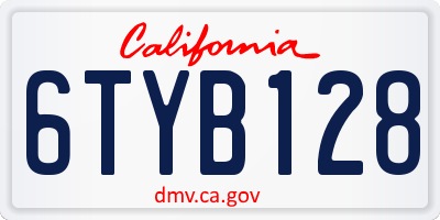 CA license plate 6TYB128
