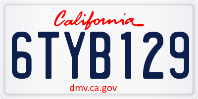 CA license plate 6TYB129