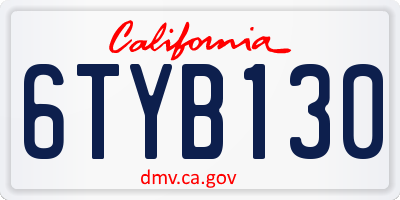 CA license plate 6TYB130
