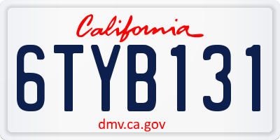 CA license plate 6TYB131