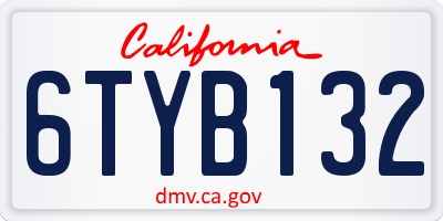 CA license plate 6TYB132