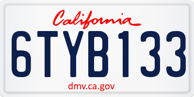 CA license plate 6TYB133