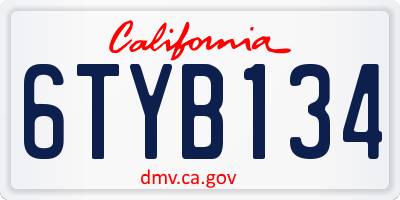 CA license plate 6TYB134