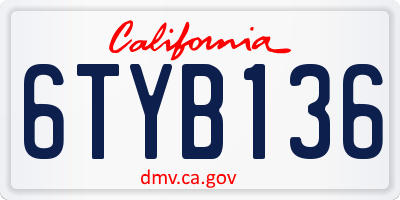 CA license plate 6TYB136