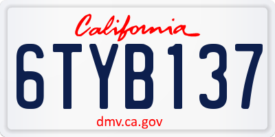 CA license plate 6TYB137