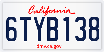 CA license plate 6TYB138