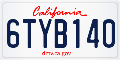 CA license plate 6TYB140