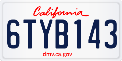 CA license plate 6TYB143
