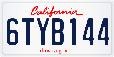 CA license plate 6TYB144