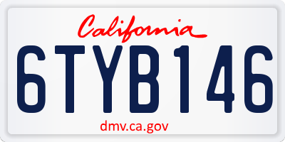 CA license plate 6TYB146