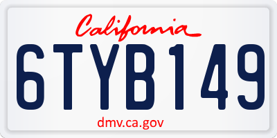 CA license plate 6TYB149
