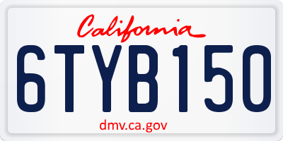 CA license plate 6TYB150