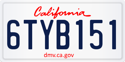 CA license plate 6TYB151
