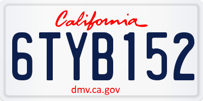 CA license plate 6TYB152