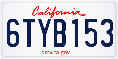 CA license plate 6TYB153