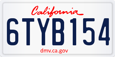 CA license plate 6TYB154