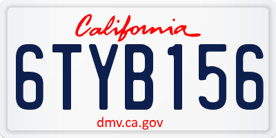 CA license plate 6TYB156