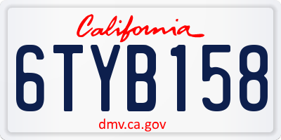 CA license plate 6TYB158
