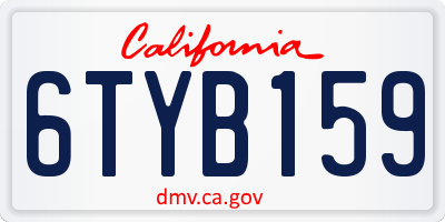 CA license plate 6TYB159