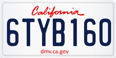 CA license plate 6TYB160