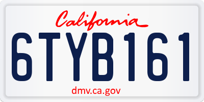 CA license plate 6TYB161
