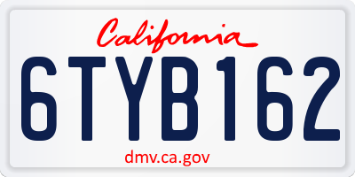 CA license plate 6TYB162