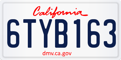CA license plate 6TYB163
