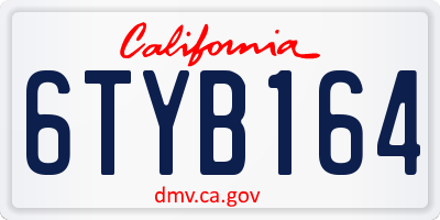 CA license plate 6TYB164