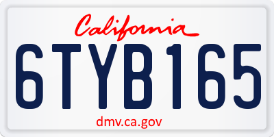 CA license plate 6TYB165